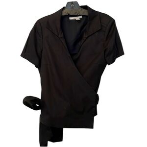 Zara Black Wrap Tie Blouse